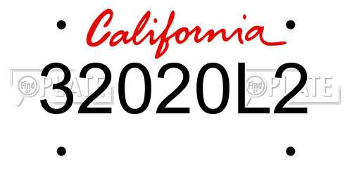 32020L2 California License Plate