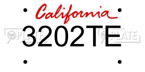 3202TE California License Plate