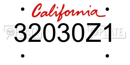 32030Z1 California License Plate