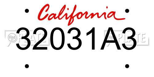 32031A3 California License Plate