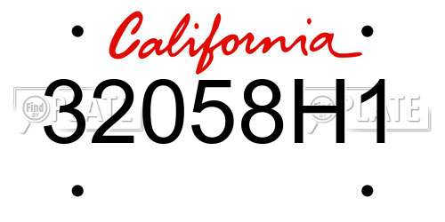 32058H1 California License Plate