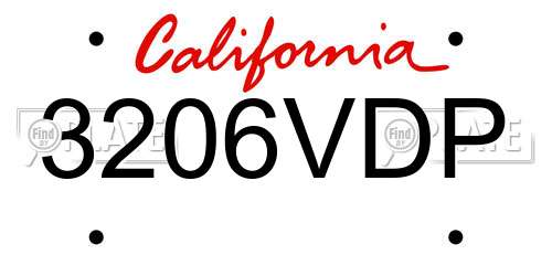 3206VDP California License Plate