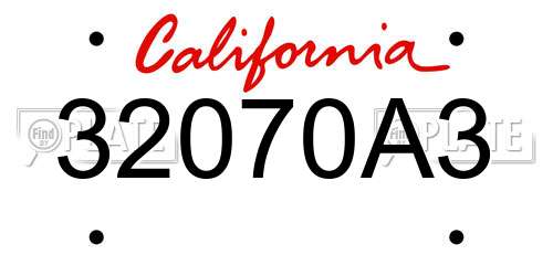 32070A3 California License Plate