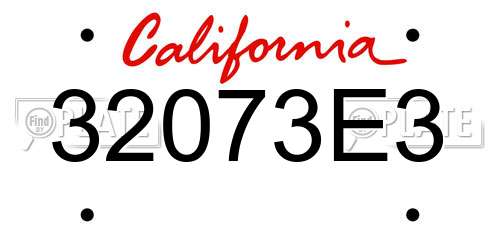 32073E3 California License Plate