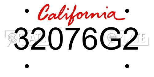 32076G2 California License Plate