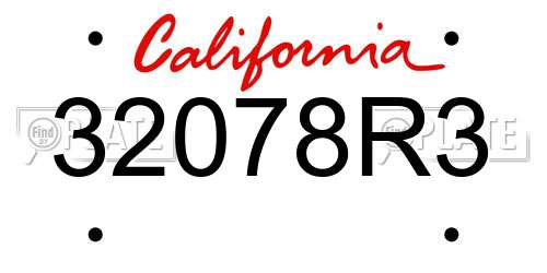 32078R3 California License Plate