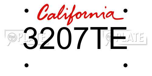 3207TE California License Plate