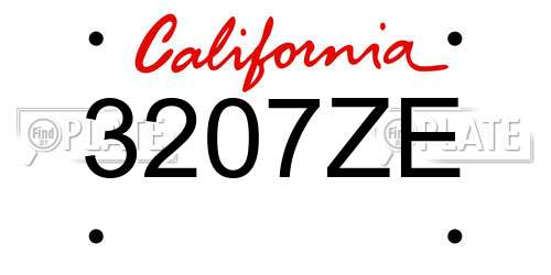 3207ZE California License Plate
