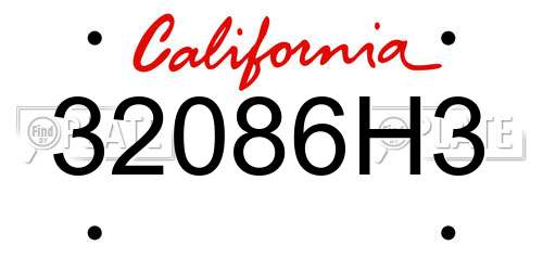 32086H3 California License Plate