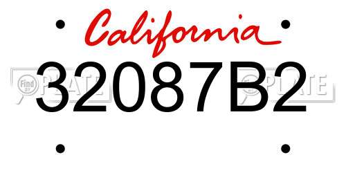 32087B2 California License Plate