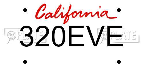 320EVE California License Plate