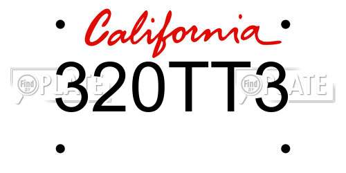 320TT3 California License Plate