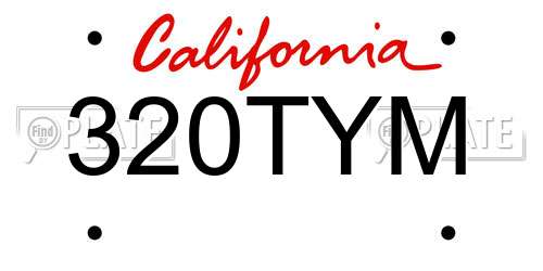 320TYM California License Plate