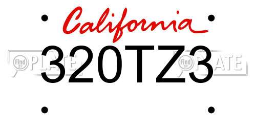 320TZ3 California License Plate