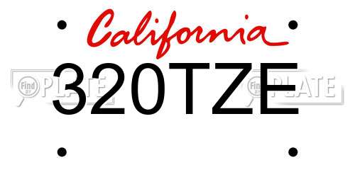 320TZE California License Plate