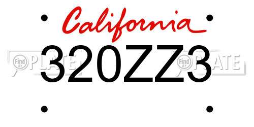 320ZZ3 California License Plate
