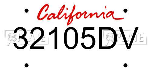 32105DV California License Plate