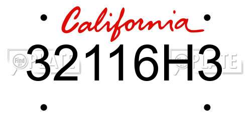 32116H3 California License Plate