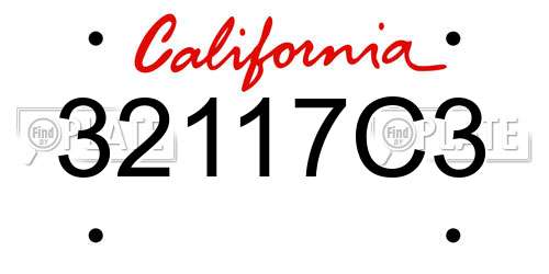 32117C3 California License Plate