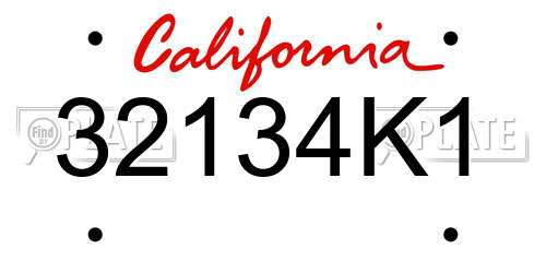 32134K1 California License Plate