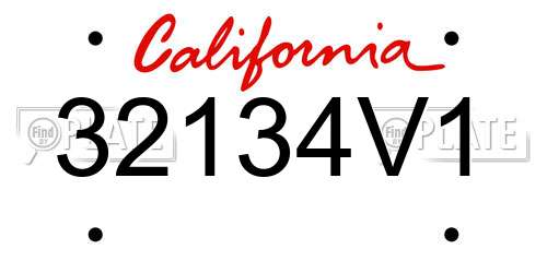 32134V1 California License Plate