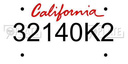 32140K2 California License Plate