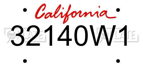 32140W1 California License Plate