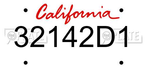 32142D1 California License Plate