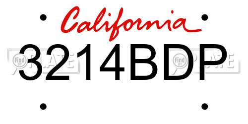 3214BDP California License Plate