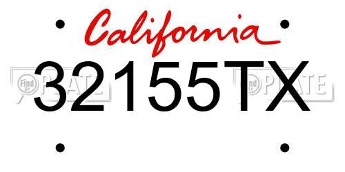 32155TX California License Plate