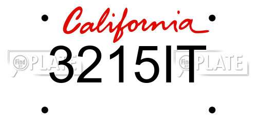 3215IT California License Plate