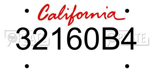 32160B4 license plate in CA state