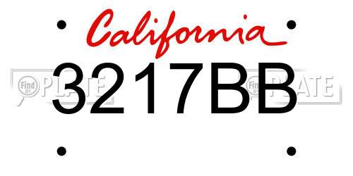 3217BB California License Plate