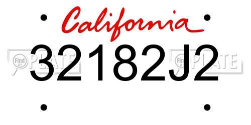 32182J2 California License Plate
