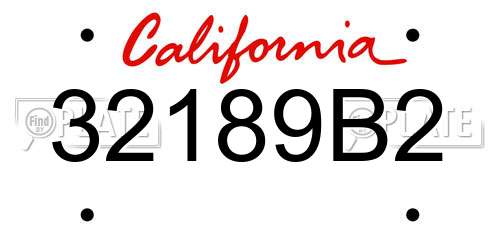 32189B2 California License Plate