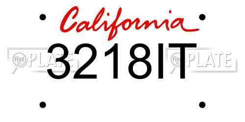 3218IT California License Plate