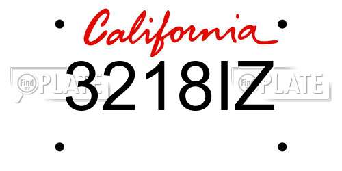 3218IZ California License Plate