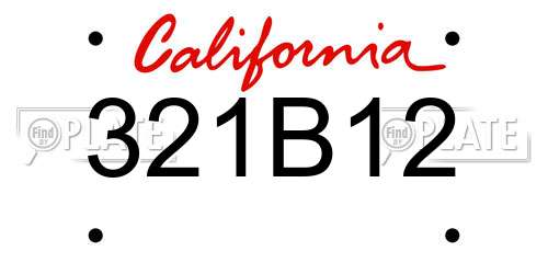 321B12 California License Plate