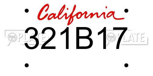 321B17 California License Plate