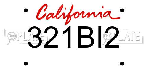 321BI2 California License Plate