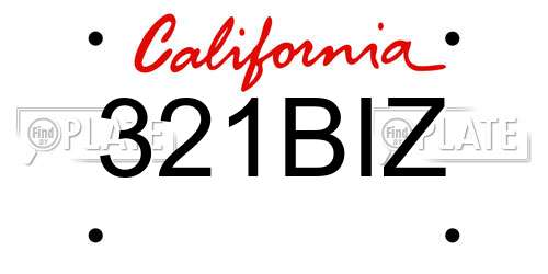 321BIZ California License Plate