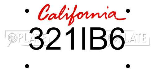 321IB6 California License Plate