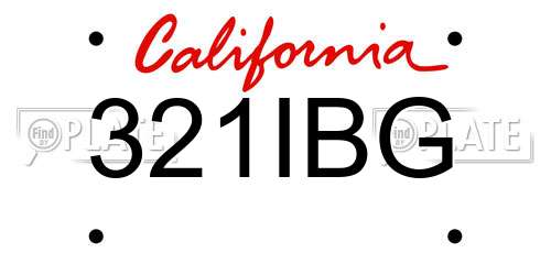 321IBG California License Plate