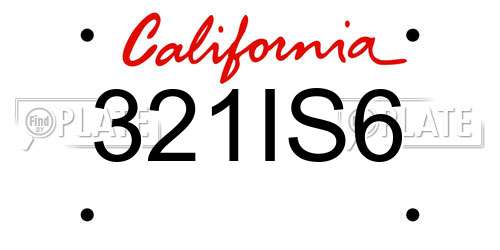 321IS6 California License Plate