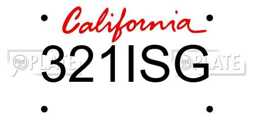 321ISG California License Plate