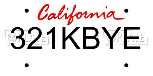 321KBYE California License Plate