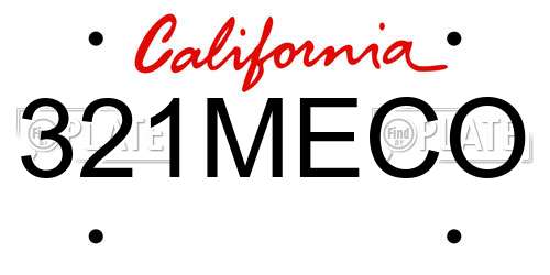 321MECO California License Plate