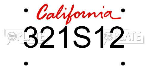 321S12 California License Plate