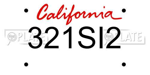 321SI2 California License Plate