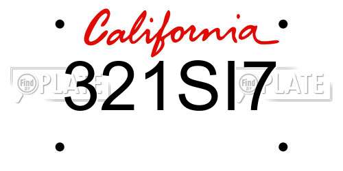 321SI7 California License Plate